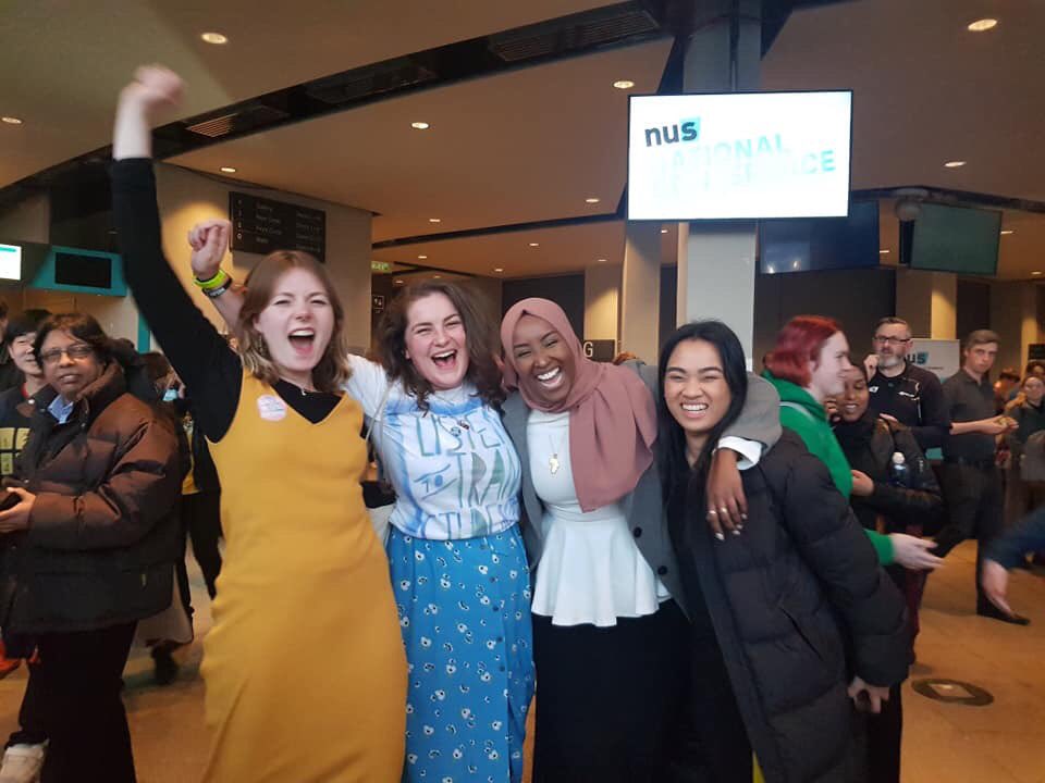 Just woke up &amp; nearly started crying all over again thinking about how we just elected the first ever all women NUS UK Officer team ?! My queens, legends of the movement, sheroes, AND YOUR NEXT OFFICER TEAM ❤️✊🏾 #NUSNC19 #NUSConference