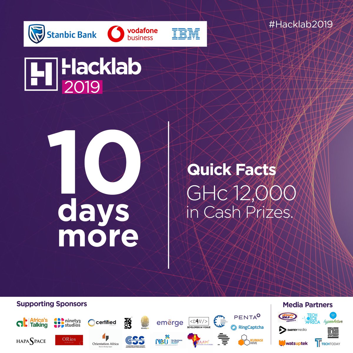 hacklabfdn's tweet photo. Are you ready for #Hacklab2019? Join us from 19th - 21st April at the Great Hall, KNUST for the largest Hackathon in Ghana. https://t.co/6joYzeTEy9