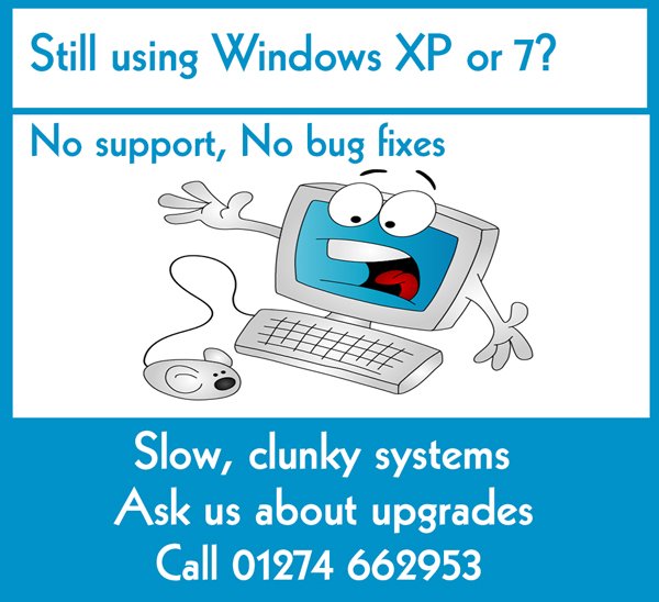 ITyorkshire's tweet photo. Are you still using Windows XP or Windows 7? Are you aware of the risks that using old software can generate? Read our blog to find out more #windowsXP #Windows7 #windowsupgrades #itsupport https://t.co/1DdY5KHhON https://t.co/b9zclFsJq6
