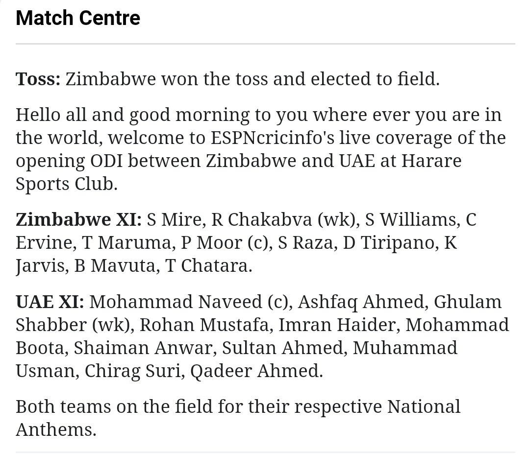 dream11_grand's tweet photo. #ZIMvsUAE #UAEvsZIM #ZIMvUAE #UAEvZIM guys there is some confusion @Dream11 showing Ervine not in playing xi but @ESPNcricinfo showed him in playing xi https://t.co/NdU7tCwrO8