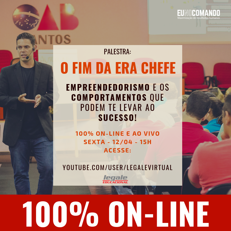 eu_no_comando's tweet photo. 🤟Sexta - 12/04 - 15h - 100% #ONLINE #AOVIVO #Palestra 

🚀"O fim da Era Chefe - Empreendedorismo e os comportamentos que podem te levar ao sucesso!"

💻Para assistir basta acessar (https://t.co/tKnUZx7DB3), às 15h.

#EuSouLegale #EunoCOMANDO #Empreendedorismo #OAB https://t.co/ENEwM9bVVv