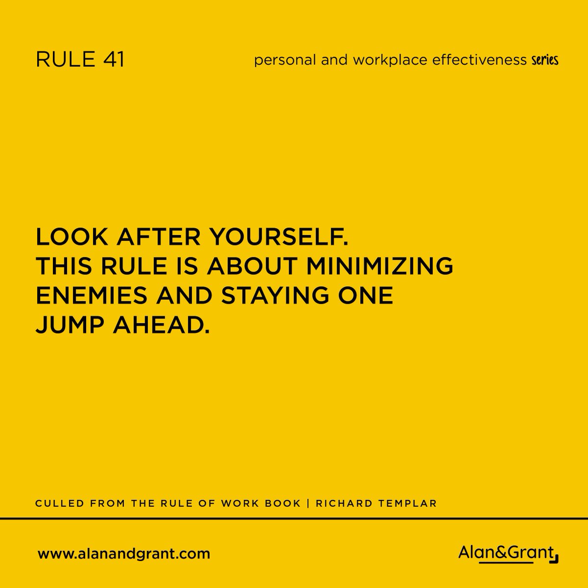 alanandgrantng's tweet photo. This rule is about minimizing enemies and staying one jump ahead. As you get more successful it is often a sort of organic process that you attract jealousy and envy.
Look after yourself-especially your back
#AlanandGrant #RulesofWork https://t.co/I2DYl5dd4l