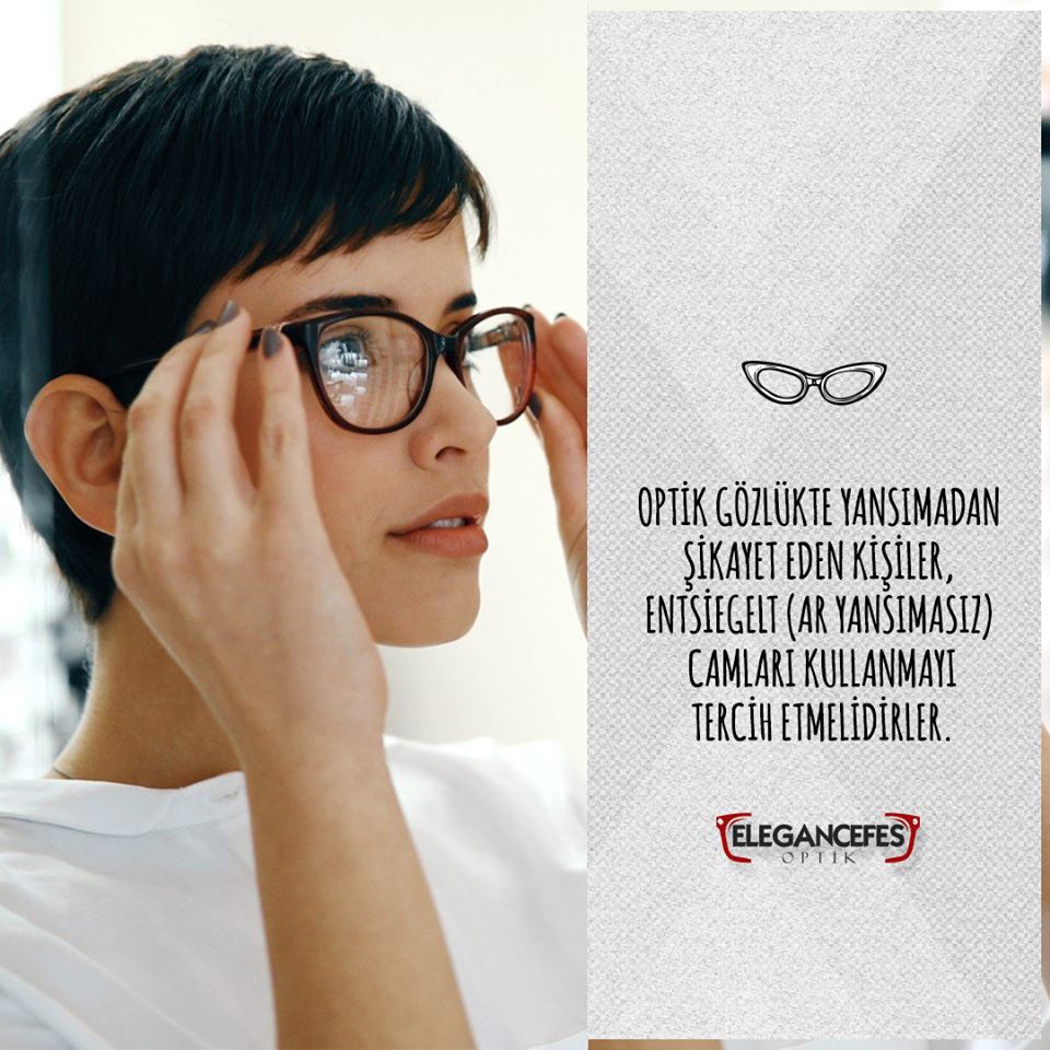Optik gözlükte yansımadan şikayet eden kişiler, entsiegelt (AR yansımasız) camları kullanmayı tercih etmelidirler. Böylece, optik
gözlük kullananlar için gün içinde göz konforu artmış olacaktır.
#elegancefes #optik #optikgözlük #entsiegelt #eyewear #gözlük