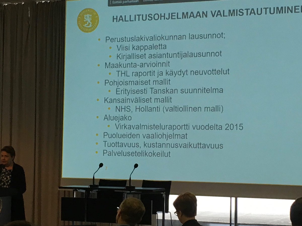 Ministeriöt valmistautuvat jo kovaa vauhtia uuteen hallitusohjelmaan. 

⁦@STM_Uutiset⁩ @KirsiVarhila⁩’n esityksessä mukana mm #tuottavuus #kustannusvaikuttavuus.
Miksi nämä puuttuvat poliitikkojen vaalipuheista?
#vaalit2019