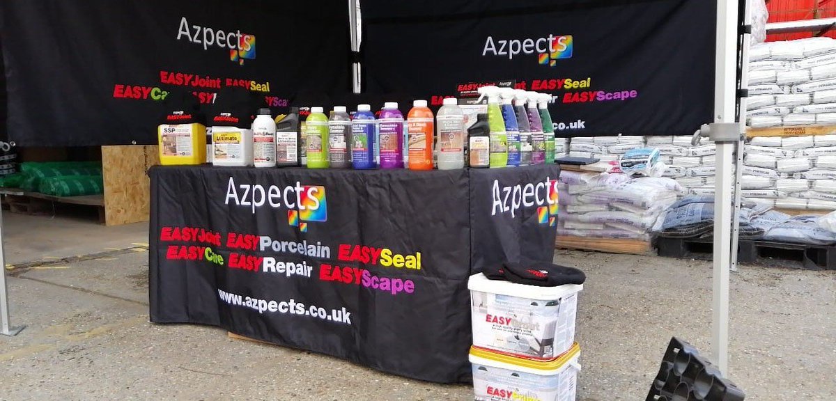 AzpectsLtd's tweet photo. Azpects are at @BuildbaseUK Braintree this morning until 14:00 👍 Can you spot the new #EASYGrout #EASYPrime tubs along with the new and improved #EASYCare & #EASYSeal products? ⬇️ https://t.co/oNobT5F9xV