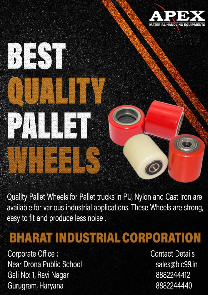 BicIndia's tweet photo. Apex Heavy Duty &amp; Light Duty Pallet Wheels In PU, Nylon &amp; Cast Iron For Pallet Trucks &amp; Various Other Industrial Applications are available at factory store and sales outlets. For more info callus at 8882244412/40 or email us at sales@bic99.in. #PalletWheels #heavyduty #lightduty https://t.co/0pE8q6sReW