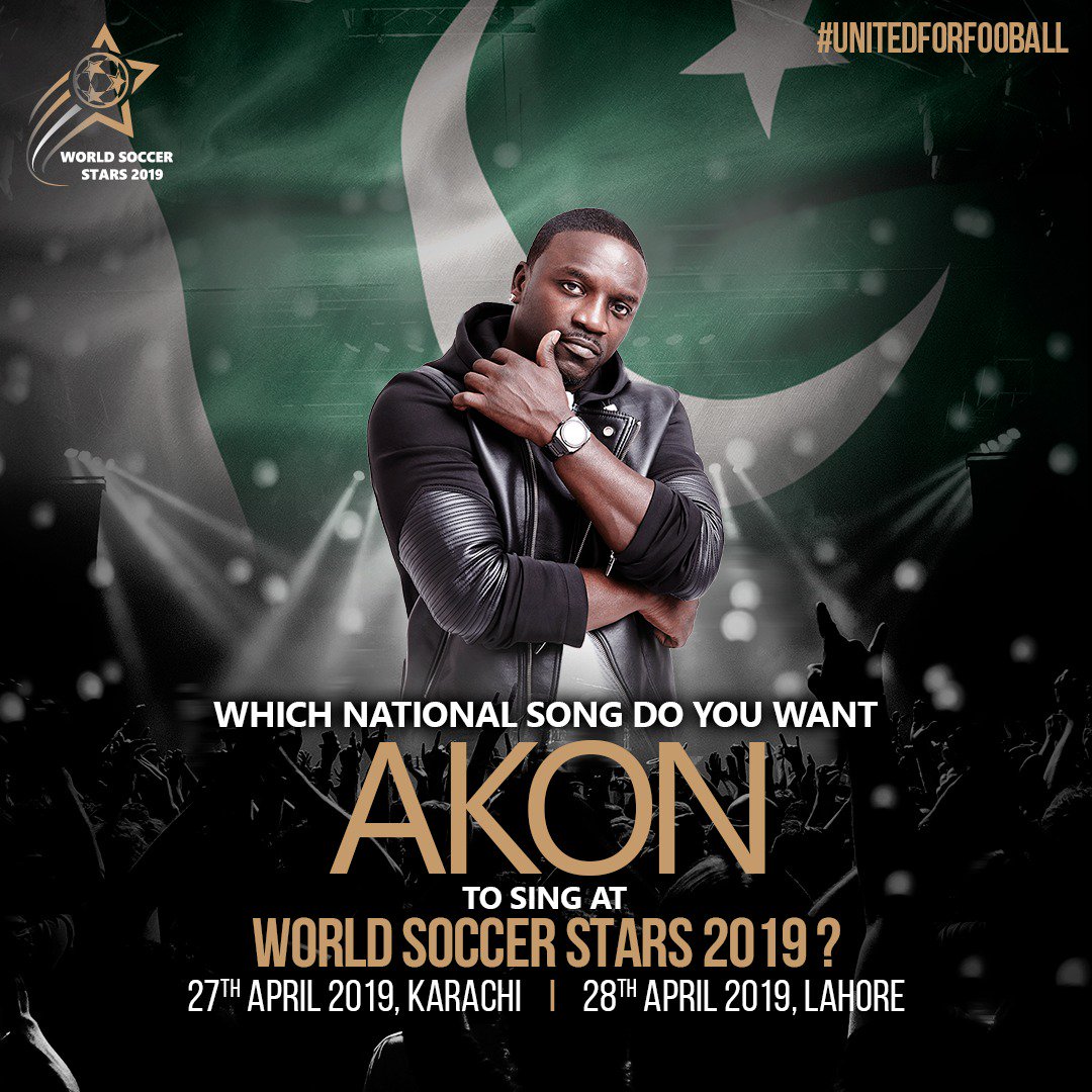 We have a very simple question for you: Which national song do you want <a href="/Akon/">AKON</a> to sing in his WSS concerts in Karachi &amp; Lahore? Comment below and let us know! 
<a href="/weare_dr/">DREAM RANDOM</a>
#Pakistan #UnitedForFootball #Robertlewishead #Football