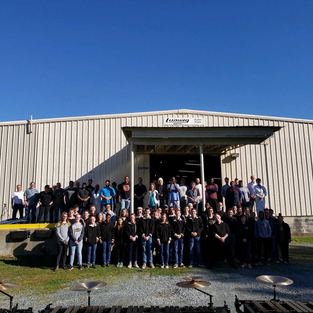 revelationperc's tweet photo. Tour and performance at the Ludwig plant in Monroe. Such an awesome start to our Dayton #wgi2019 journey. #rpi2019 #RevItUp #WhatGoesAround #ludwig #musser https://t.co/5IMRRTHIHG