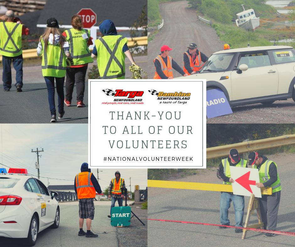 We want to take this opportunity to thank all of our Bambina and Targa Newfoundland Volunteers for these great events! We are looking forward to the 2019 season with you! #NationalVolunteerWeek #TargaNewfoundland #BambinaNewfoundland #Volunteers #targanl2019 #bambinanl2019