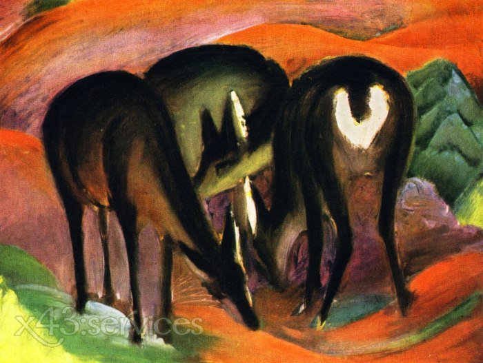 Franz Marc, »Drei Rehe,« 1911.
  #lostart #TagderProvenienzforschung #DayofProvenanceResearch
Seized by Hermann Göring in 1938; sold through Kunsthändler Josef Angerer in 1940. Whereabouts? Someone knows where the world's art treasures are hidden. Do you?