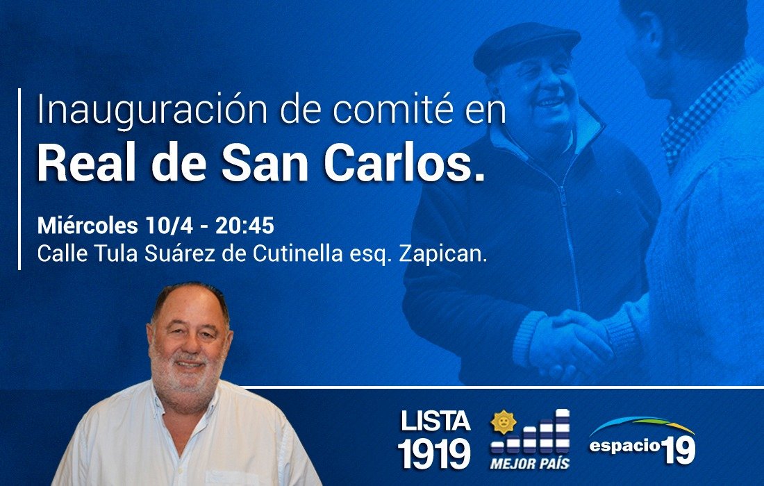 RoselliEdmundo's tweet photo. Invitamos a la gente de la zona de Real de San Carlos a acompañarnos en la inauguración de un nuevo comité. Seguimos sumando #Lista1919 https://t.co/q21CGamHfA