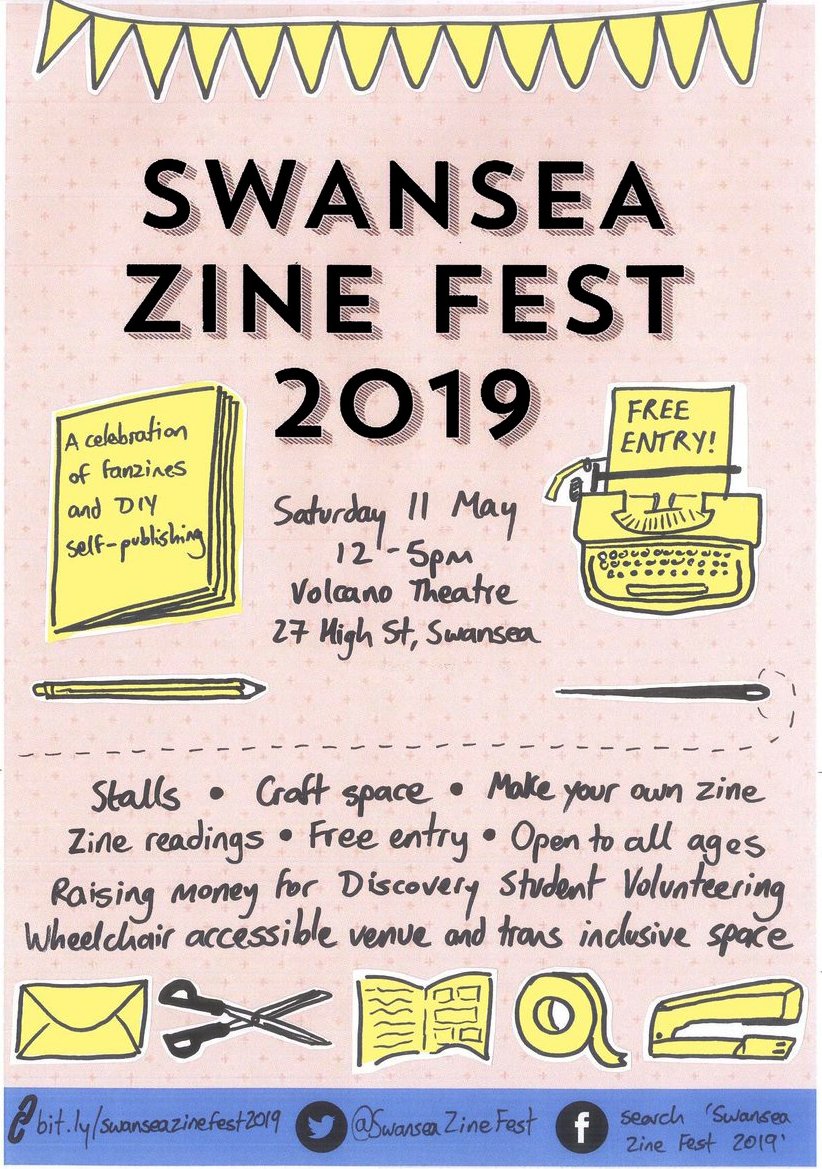 swanseazinefest's tweet photo. 38 days to go until #swanseazinefest 2019! In the run-up to the event, we'll be showcasing all our exhibitors on twitter, our website, and the Facebook event page - read the profiles to find out more about them and their work! #swansea #zines #zinefest https://t.co/PdfFDxcOsK