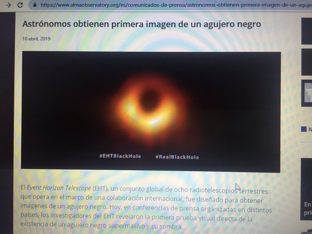 MarioHamuy's tweet photo. En un día histórico para lañ ciencia mundial hoy se presentó la primera imagen de un agujero negro con una masa equivalente a 6500 millones la del Sol, en el centro de la galaxia Messier 87 a 55 millones de años luz. Desde @fuchas 👏👏👏 al Event Horizon Telescope @ehtelescope https://t.co/Jah1afAA2Z