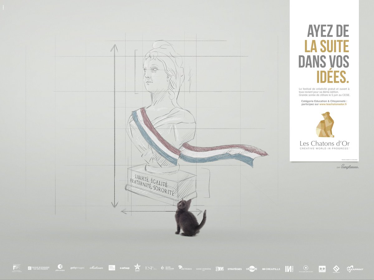 LaurentAllias's tweet photo. Les @Chatonsdor, 8ème édition, c'est parti !
Participations jusqu'au 10 mai : https://t.co/2tH329SYb8
#CreativeWorldInProgress #ChatonsdOr 
Merci à nos fidèles partenaires : @CE_iledefrance @isegmcs @eartsup @GettyImages_fr @espublicite @ecoledeconde @smartinarpp @pole_emploi... https://t.co/WqObY9UxmK