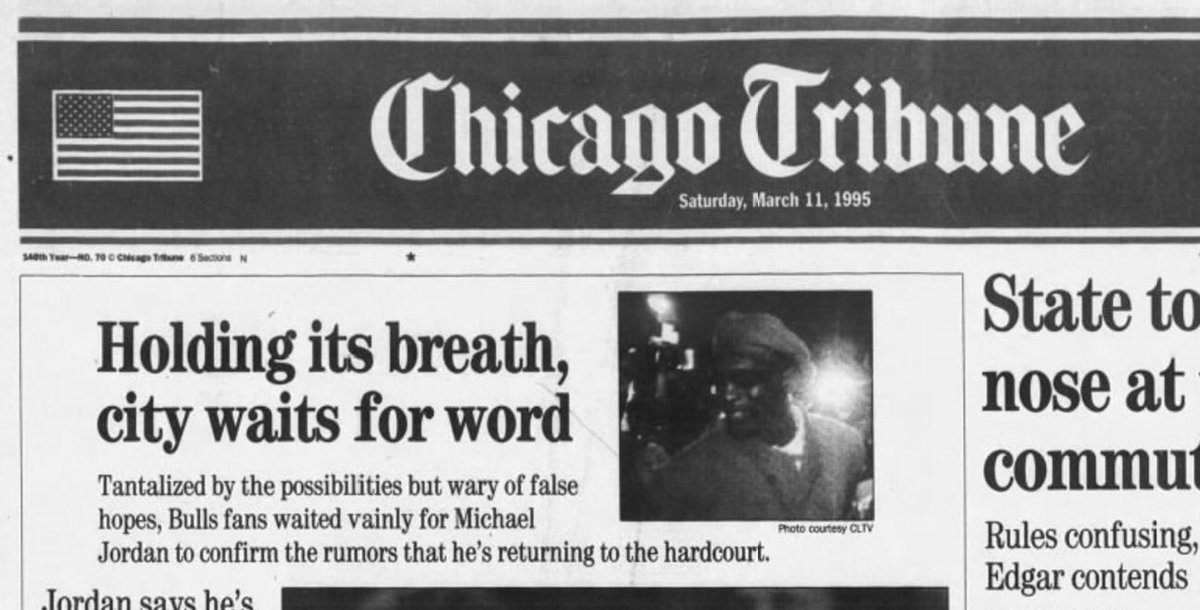 BullsHistory's tweet photo. March 11, 1995.

#ImBack #NB95 ⁦@inallairness⁩ https://t.co/Kad3KDI9pp