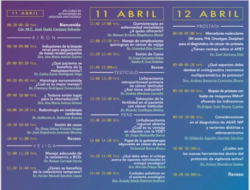 Solo 1 día para el 4/o Curso De Actualidades en Urología Oncológica #UroHCM <a href="/smumexico/">SMU México</a> <a href="/coleurolgto/">Colegio de Urólogos de Guanajuato</a> <a href="/CONAMEU1/">CONAMEU-Oficial</a> @urologiaauca <a href="/UrologosJovenes/">UrólogosJóvenesMéxicoSMU</a> <a href="/so_uro/">UroSoMe</a> @colegio_cmu <a href="/UrologiaHGM/">Urologia Hospital General De Mexico</a> <a href="/UrologiaGea/">Urología Gea</a> <a href="/urotoday/">UroToday.com</a> <a href="/inter_oncology/">InterOncology Education & Prevention</a> <a href="/TweetUro/">UROMEET</a> <a href="/Urologia_UMAET1/">Urologia UMAE T1</a> <a href="/CAU_URO/">Confederación Americana de Urología (CAU)</a> #UroSoMe #UroSoMexico