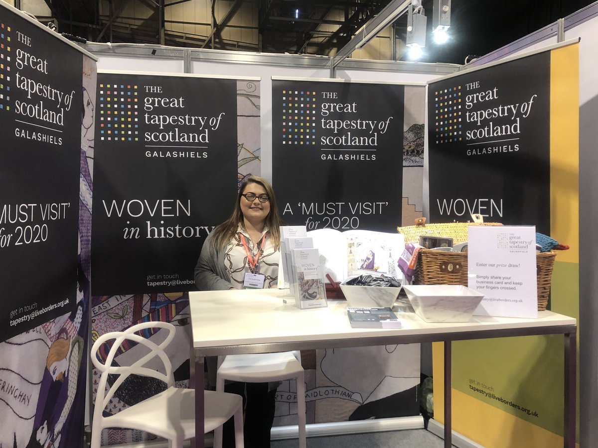 LiveBordersArts's tweet image. Eve is at EXPO today at Glasgow SEC to talk about “The Great Tapestry of Scotland” along with Laura &amp;amp; Jane!