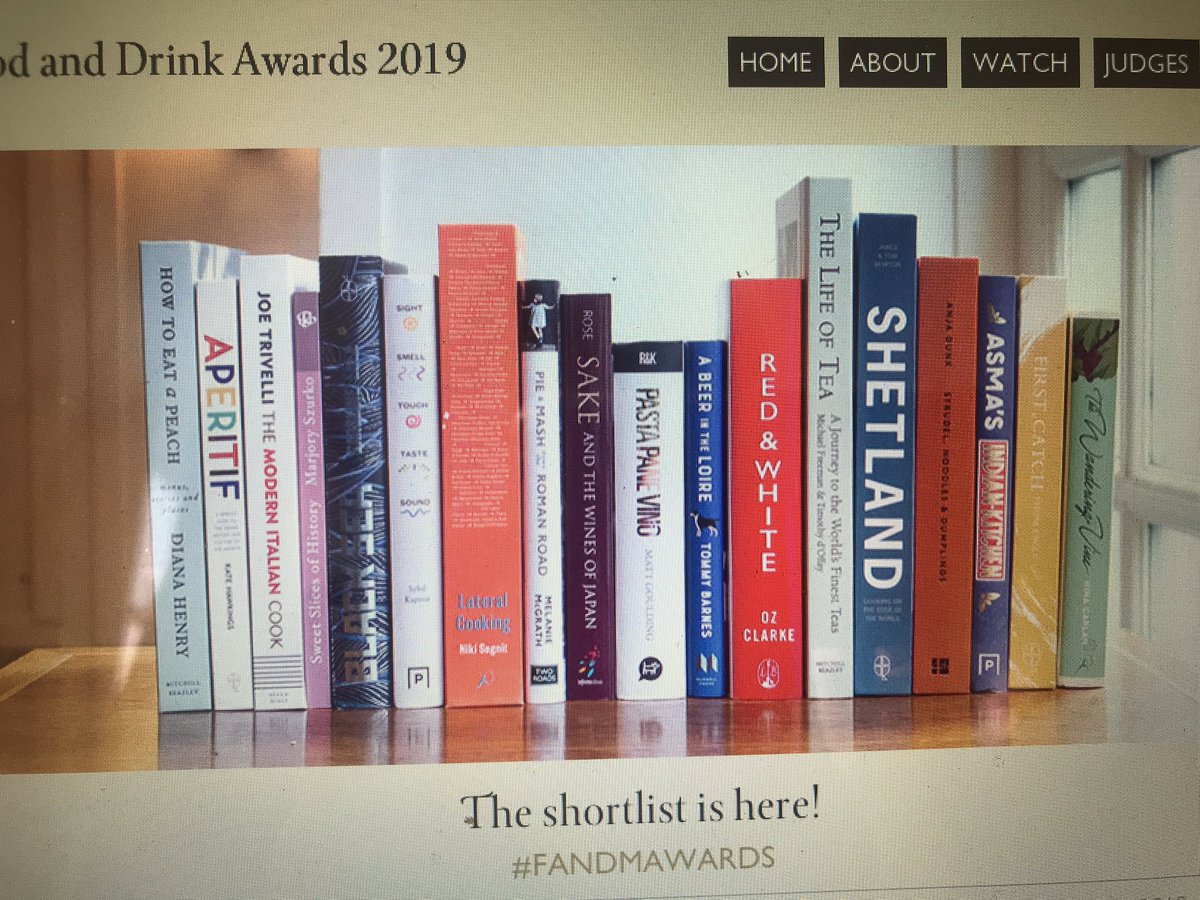A shelf of the exceptional books shortlisted for this year’s @Fortnums awards - and am in a state of happy shock to be shortlisted with @finney_clare and @josiedelap for Food Writer of the Year for articles in @TheFieldmag Thank you judges! #FANDMAWARDS