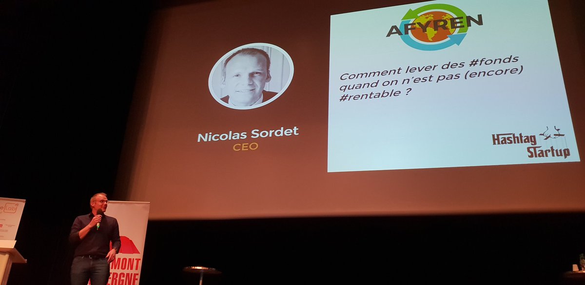 FlorenceSaugues's tweet photo. #HashtagStartupChallenge #CIW19 Nicolas Sordet @AfyrenBiotech (alternative aux dérivés du pétrole par la production d'acides organiques biosourcés) présente les secrets de la levée de fonds #Startup #ChimieVerte https://t.co/kZhHJCCuif