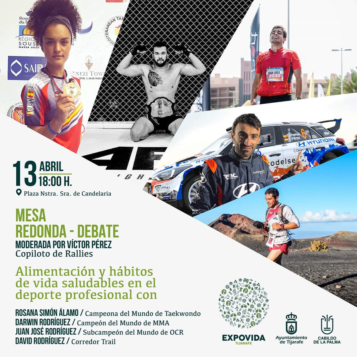 Este sábado tenemos una cita con #ExpovidaTijarafe, donde el #Deporte de #LaPalma cobrará especial protagonismo a través de una mesa redonda en la que se hablará de alimentación 🍎 y hábitos saludables en el deporte profesional🥇