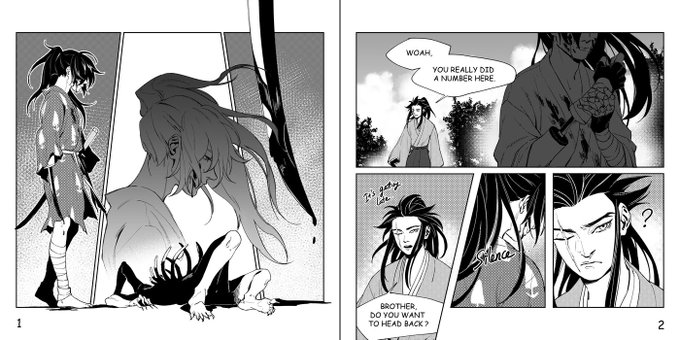 More short story~~~ I want to see how Tahoumaru react to a brooding Hyakkimaru (like in ep 13). Also I want to see them hug😌
In my first short doujin, Hyakkimaru reached out to Tahoumaru so I want to do the opposite for this.
#Dororo #どろろ 