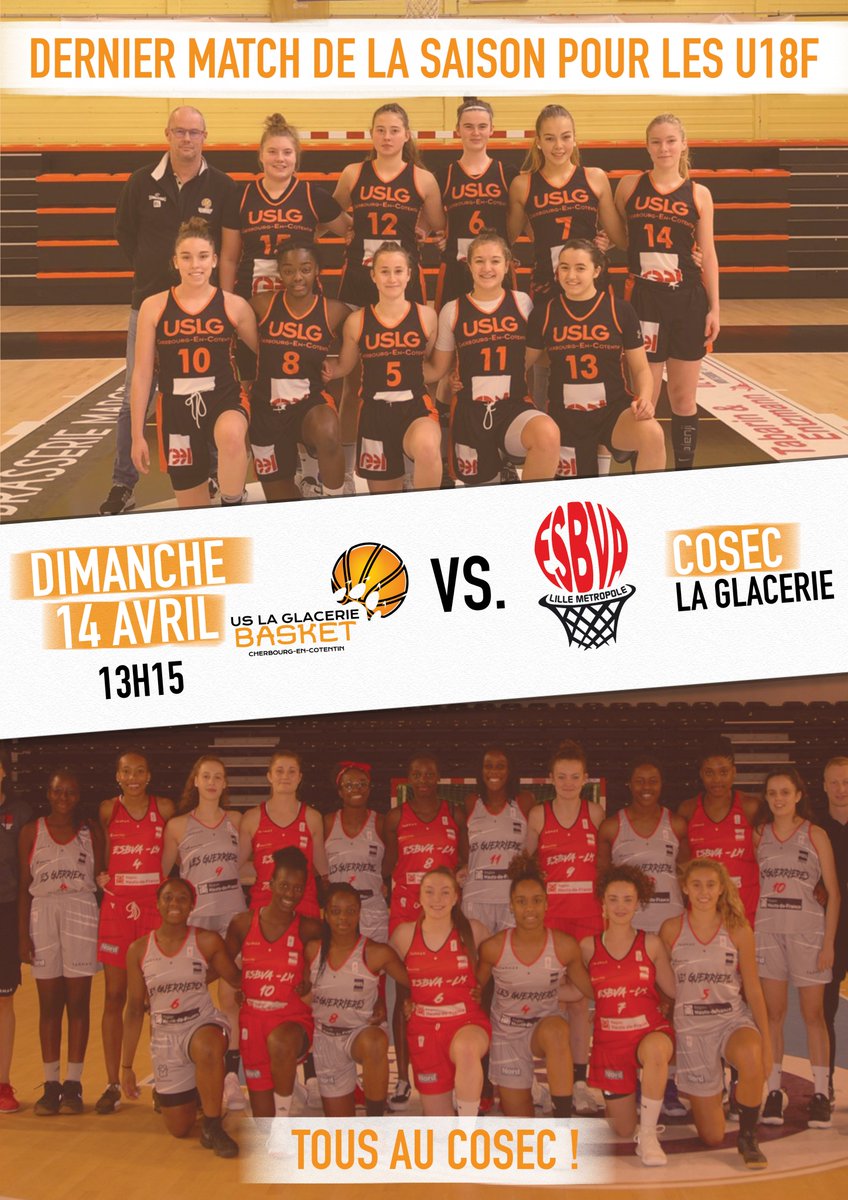 uslgbasket's tweet photo. 🏀 Dernier match pour les U18F ! Rendez-vous dimanche à 13h15 au COSEC pour encourager les filles !

▶️ https://t.co/TNoLHnKC4m

#TeamTango https://t.co/LCA1qDpHzP