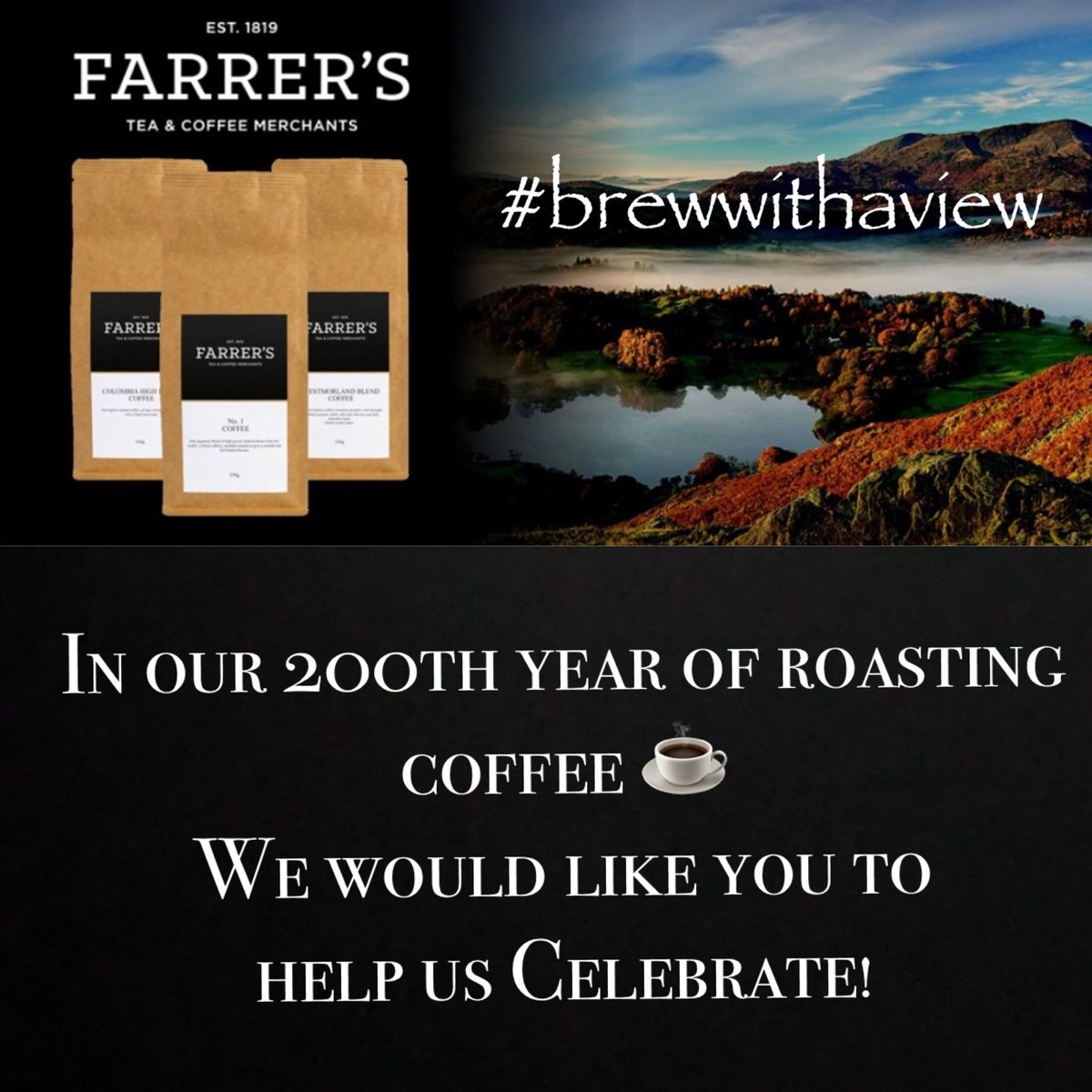 Use the hashtag #brewwithaview and show is your favourite Farrer’s brew in a Lake District setting to be entered into a free prize draw for a tasty Farrer’s hamper with over £50 #brewwithaview #winning