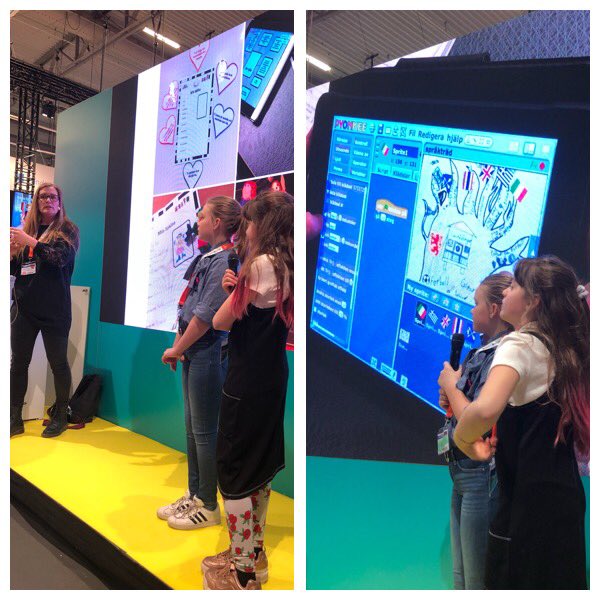 UColliander's tweet image. Eleverna på Karlbergs skola berättar om olika ämnesövergripande arbeten där programmering varit med som en naturlig del @Stockholmsstad i monter F42 #karlbergsskola #språkträd #programmering #instruerandetexter #SETT2019