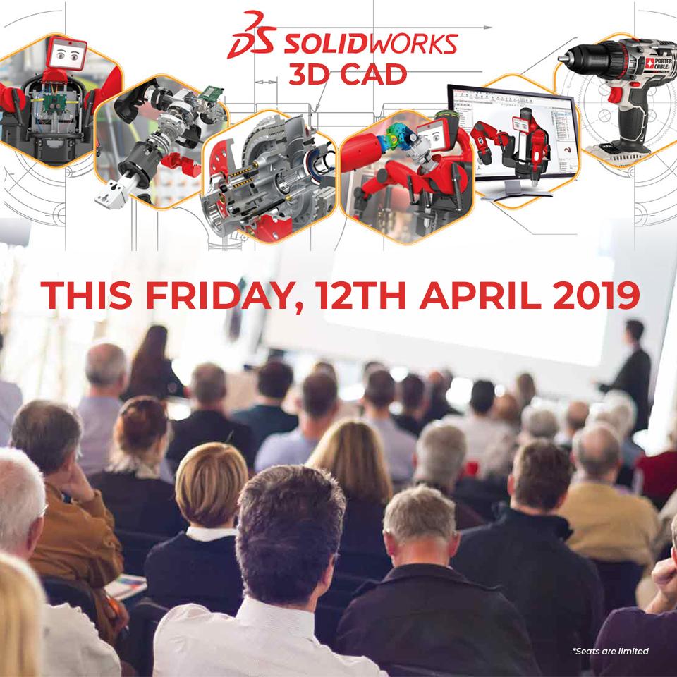 SEACADTech's tweet image. #shoutout: 
Anyone that is interested in SOLIDWORKS 3D CAD
Anyone thinking of moving from 2D Design to 3D Design

SEACAD is holding a seminar on #SOLIDWORKS 3D CAD this Friday - 12th April, 2019 

Please kindly sign up here: buff.ly/2G7424P