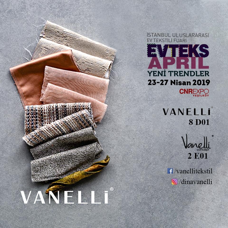 23-27 Nisan 2019 tarihleri arasında İstanbul Evteks Fuarındayız... Bekleriz...
We are at Evteks Fair in Istanbul between 23-27 April 2019 
#evteks #evteks2019 #fair #textile #textiledesign #dinavanelli #dinavanellitextile #vanellitextile