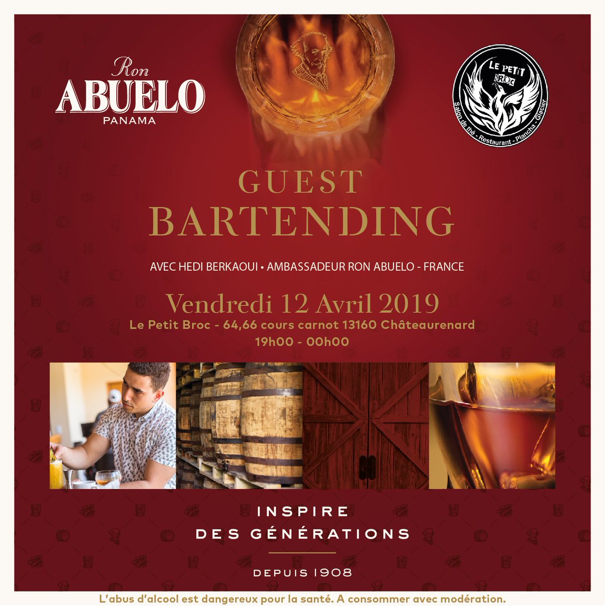 ⚠ SAVE THE DATE ⚠

Une soirée riche en saveurs chez Le <a href="/PetitBroc/">le petit broc chateaurenard</a> à Châteaurenard, ça vous dit ?! 😀 <a href="/HSLHedi/">hedi berkaoui</a> vous fera bien entendu découvrir sa passion pour la mixologie avec Ron Abuelo…

👉 Par ici : bit.ly/2UMhUeh