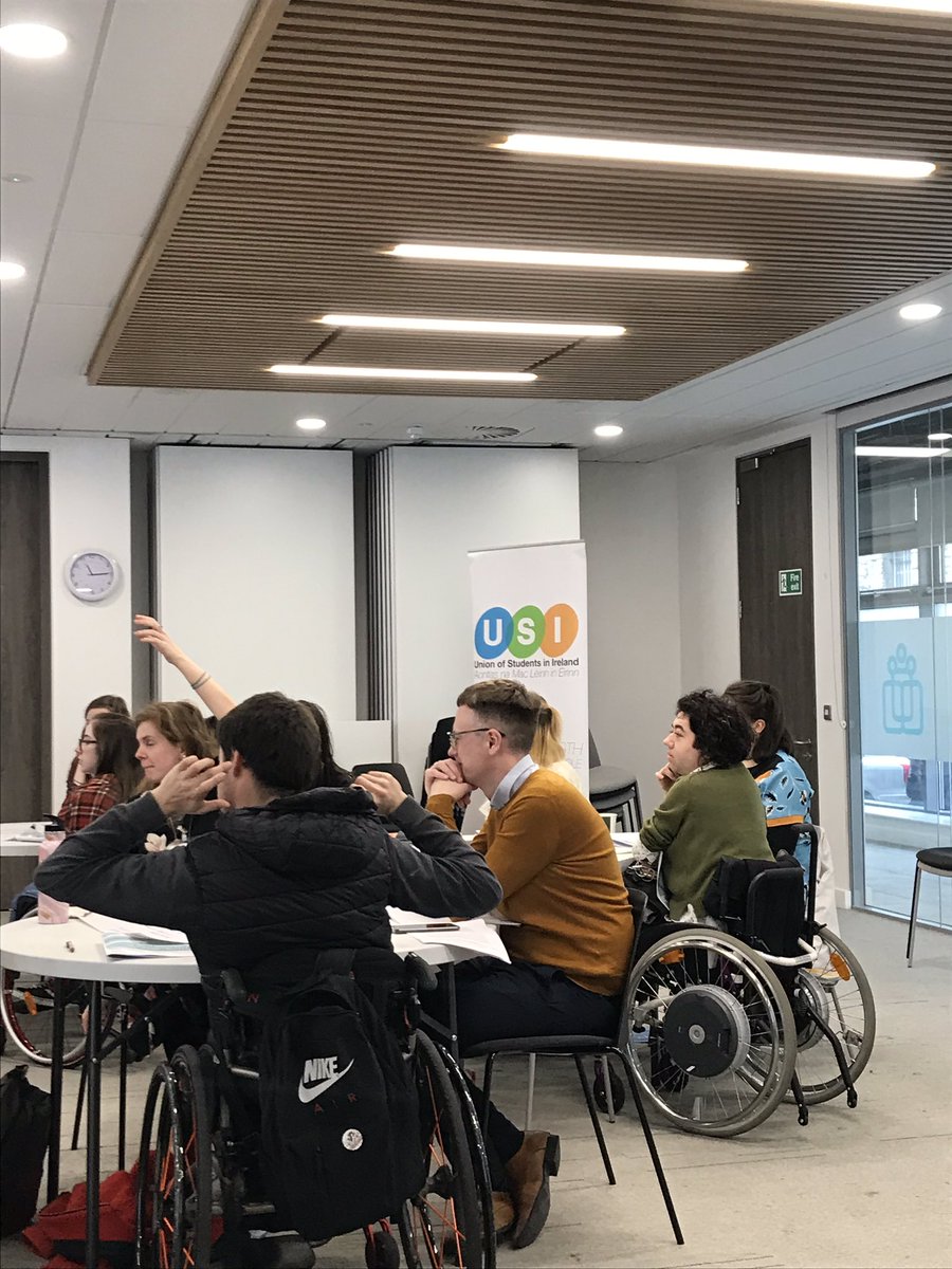 ashQzack's tweet photo. Round table discussions underway here at @TheUSI. Lots of points raised how societies could be more accessible for disabled students.
#Ability19 https://t.co/qaITcylInm