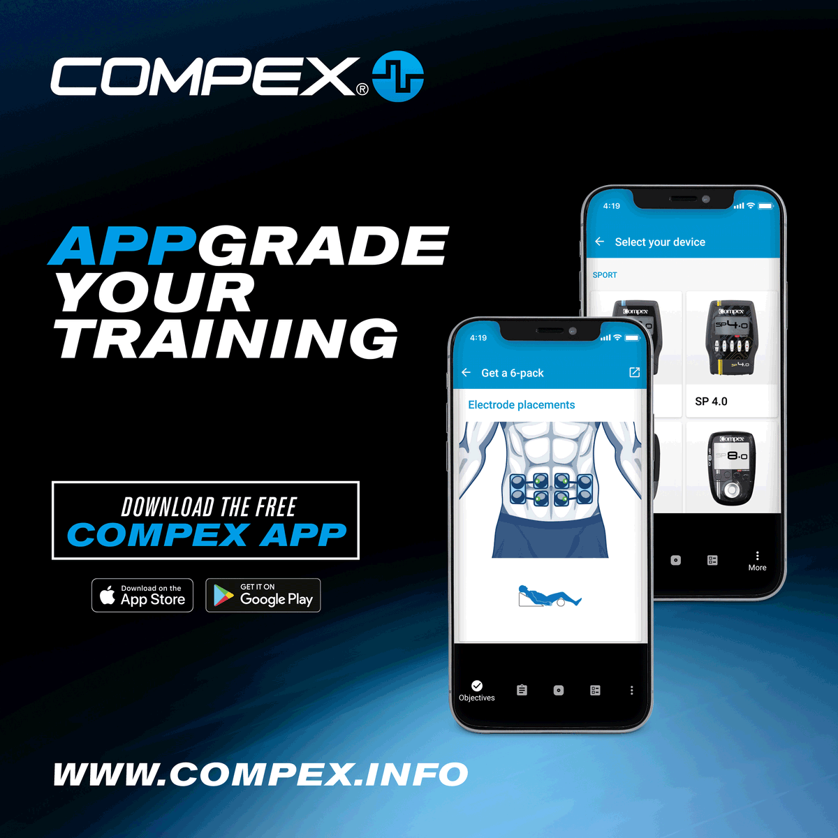 Compex_INT's tweet photo. Download the #CompexApp on Google Play and AppStore to find lots of useful information about how to get the best out of your device. 
https://t.co/k7zh9Gdifk 
#WednesdayWisdom #Compex  #CompexTeam #MuscleStim #TrainHarder #TrainBetter #Recovery #RecoverFaster #Athletes https://t.co/IxU9roN8GR