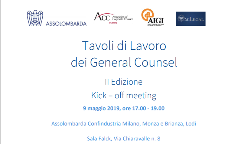 4cLegal's tweet photo. Seconda edizione dei “Tavoli di Lavoro dei General Counsel” di Assolombarda con 4cLegal, AIGI e ACC Europe. 
4cLegal partecipa nel tavolo di lavoro "Direzione Legale 4.0: gli strumenti e le opportunità tech per il legal management". Qui il programma:
https://t.co/iJdIERQTwj https://t.co/SeUFmyCmiZ