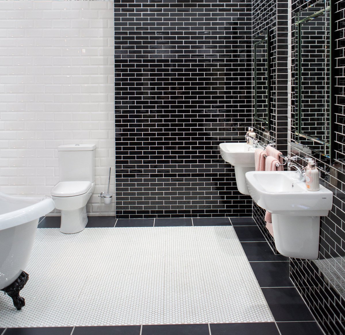 Black And White Metro Tiles Bathroom Goimages Inc