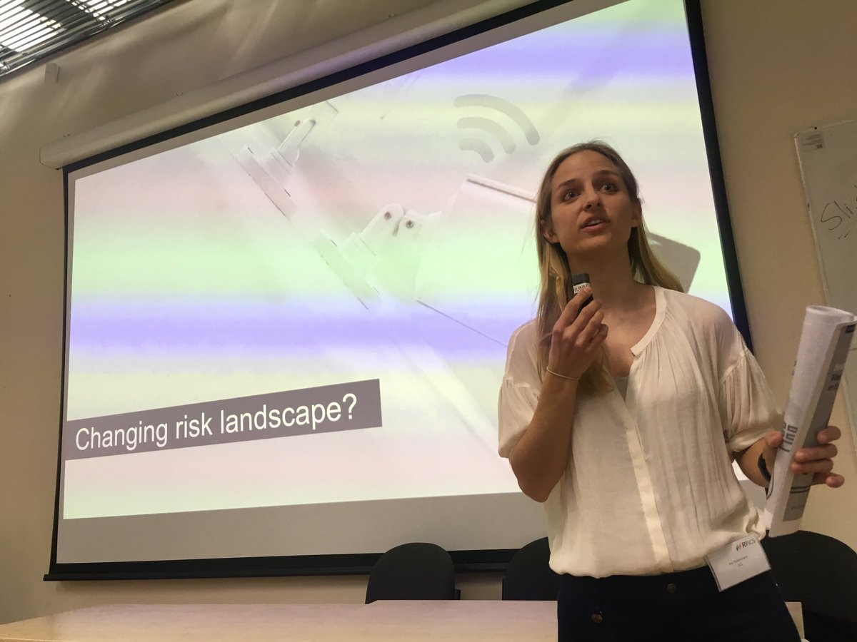 MadelineCarr's tweet photo. @ISteenmans and @leotanczt presenting work on the future of insurance in the #IoT @RISCS_UK @UCLSTEaPP #networkedworld Check our website for the report. @LloydsofLondon https://t.co/7sm3AYGHxo