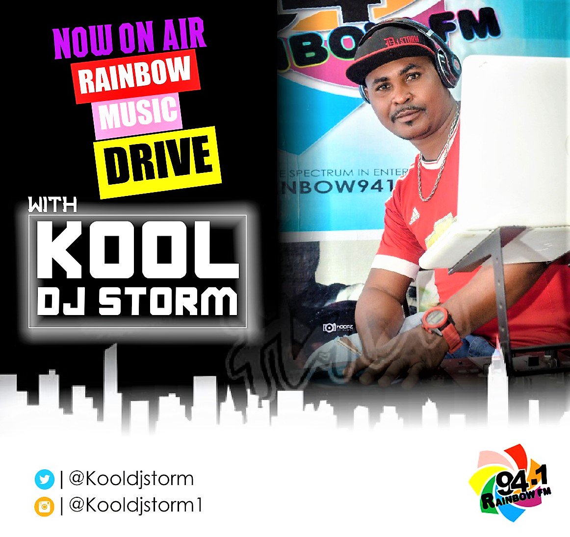 kooldjstorm's tweet image. Coming up by 12noon - 1:30pm today on Radio is #RainbowMusicDrive #MidWeekEdition with myself @kooldjstorm on Rainbow 94.1 FM tune in.