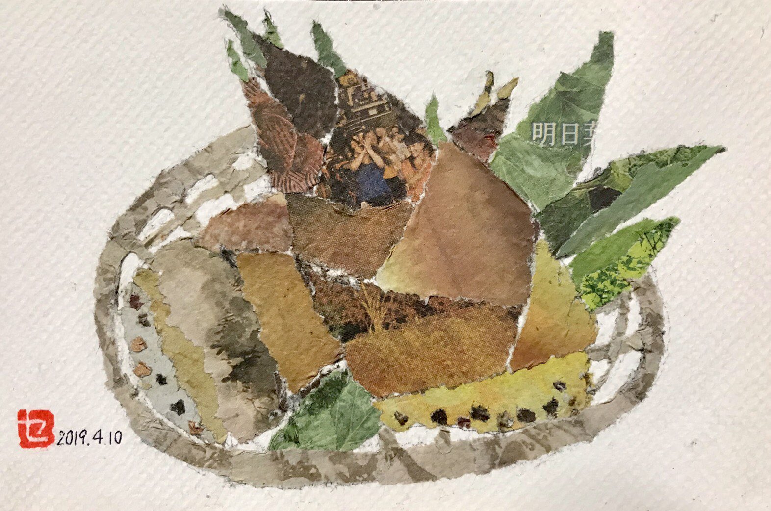 ちぎり絵、切り絵、和紙、クラフト、日本、情緒、風情、風景画