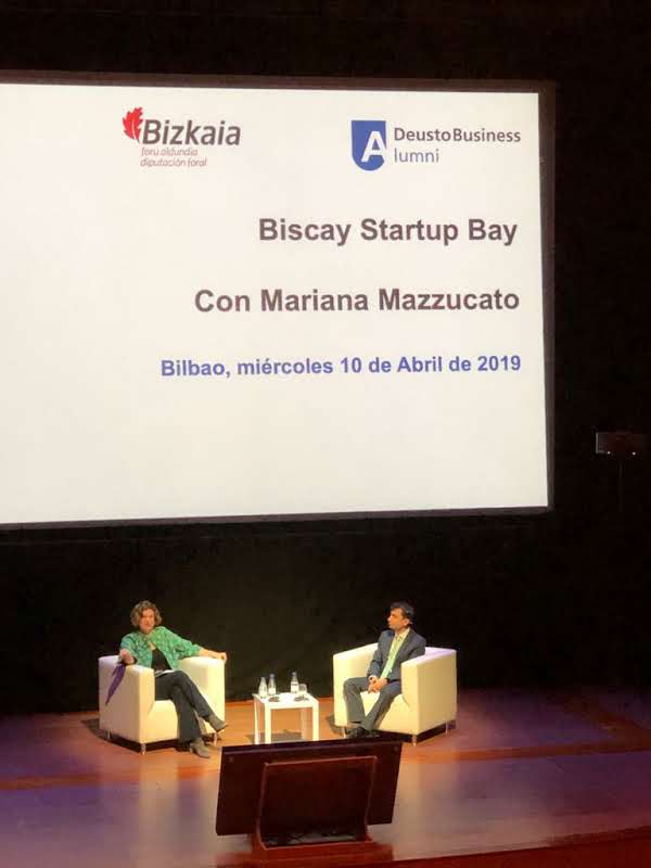 urementeria's tweet photo. Amazing lecture on Value of Everything by @MazzucatoM at @MuseoGuggenheim and a privilege to talk with her about economics, #innovation, opportunities, Europe, Biscay... #bayofbiscay #startupbay https://t.co/6bGBl29Qdy