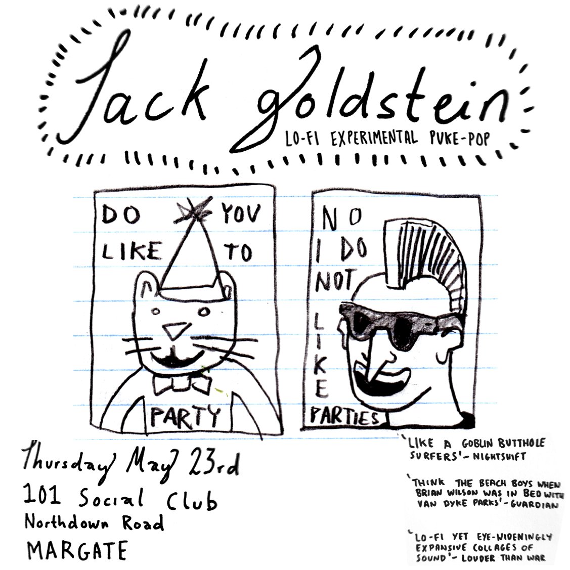 MARGATE! I'm playing at @101SocialClub on MAY 23rd! Bring along your phallic sticks of rock and lets smash them in the same way we smash the patriachy... against some linoleum flooring that is sticky with Jägermeister! 🥰 #margate #101socialclub #seaside