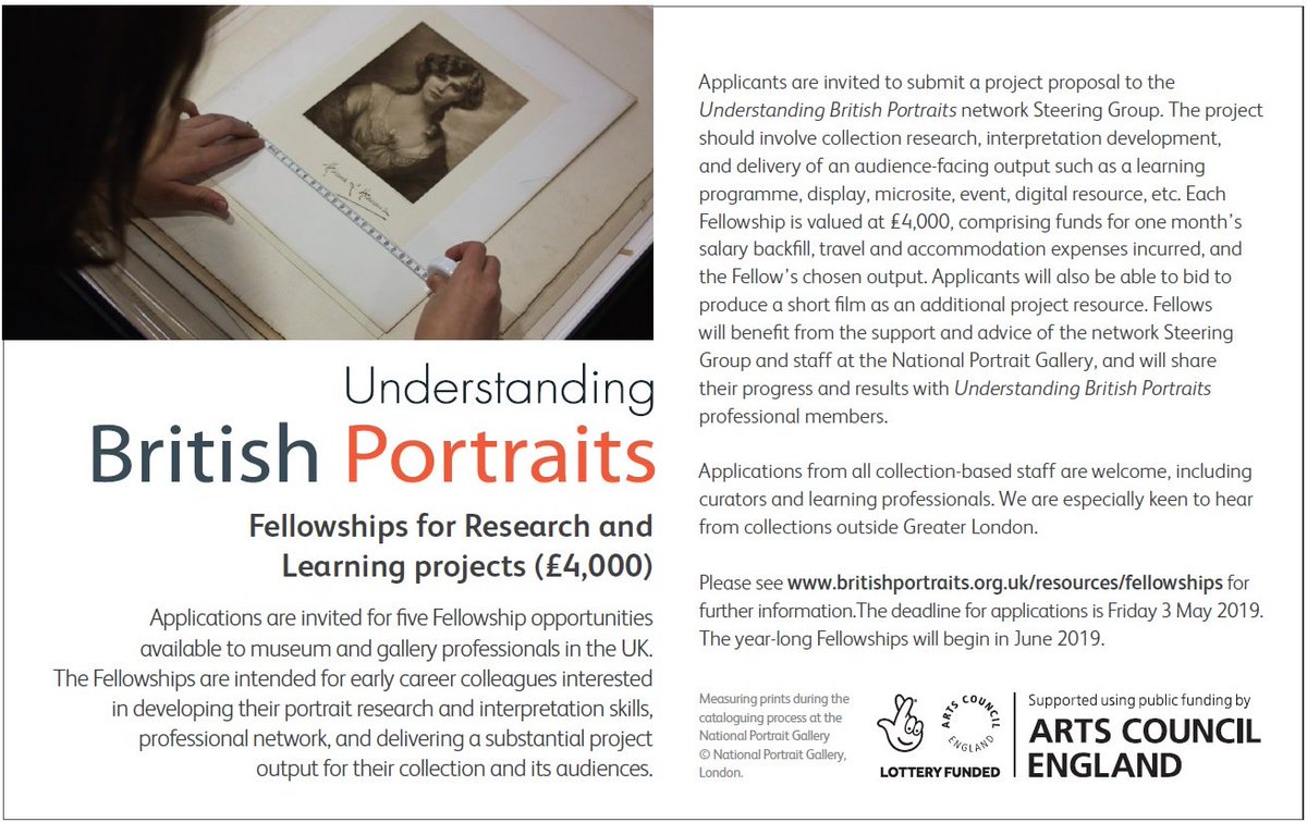Our Fellowships support #earlycareer museum professionals in the UK to develop research and interpretation skills, and deliver a substantial research output for their collection and visitors - take a look! 
britishportraits.org.uk/resources/fell…