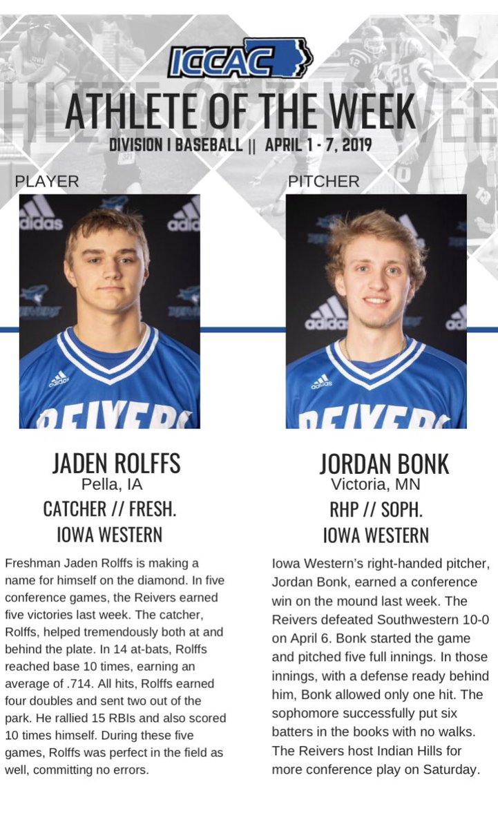 Riding a 15 game win streak the Reivers sweep 🧹🧹🧹 <a href="/ICCACSports/">ICCAC Sports</a> players of the week #SailsUp #Together #Team45