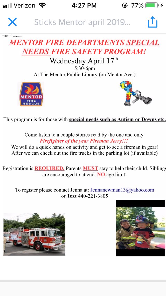 Mentor special needs safety program! Next Wednesday!!! Feel free to repost and help spread the word! <a href="/cityofmentor/">City of Mentor</a> <a href="/mentorschools/">Mentor Schools</a>