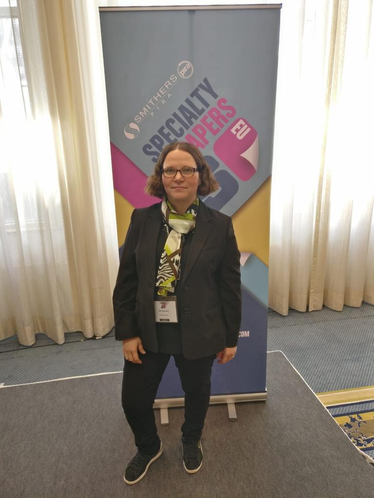 CHPolymers's tweet photo. Another well received presentation at #specialtypapers  conference #speu in Berlin, presented by our Mia Ahokas! Learn more from our web pages shortly! #sustainability  #wbbc #packaging  @Kemianteollisuu @SChemistrypark #barrier https://t.co/FEQaoeuDyb