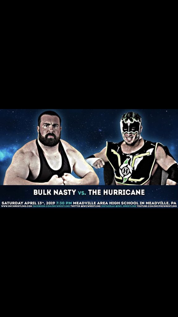 BulkNasty91's tweet photo. January 19th this man cost me a win. This Saturday we go one on one and I unleash the three months of anger that has been building. April 13. Meadville High School. Bulk vs Hurricane. #NotAHero #OnlyBulk #PrincipalVernon #Doomsday #BigManBusiness #BulksGym #ProWrestling https://t.co/nOXItD4AzQ