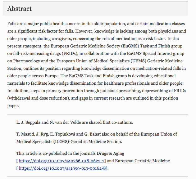 nxtstop1's tweet photo. More ––– #Falls, #Falling, #PreventFalls in #OlderAdults

A #curatedthread.

Inclu. tweets from:
–– #EUFF2018
––#BGSconf
––#WCFPS2019 &amp;more

mrt @fallscongress
EuGMS Task and Finish group position paper on Fall-Risk-Increasing Drugs (FRIDs) h/t @TashMasud 
https://t.co/ACO2vr1UCe https://t.co/DfKmoXKGkf