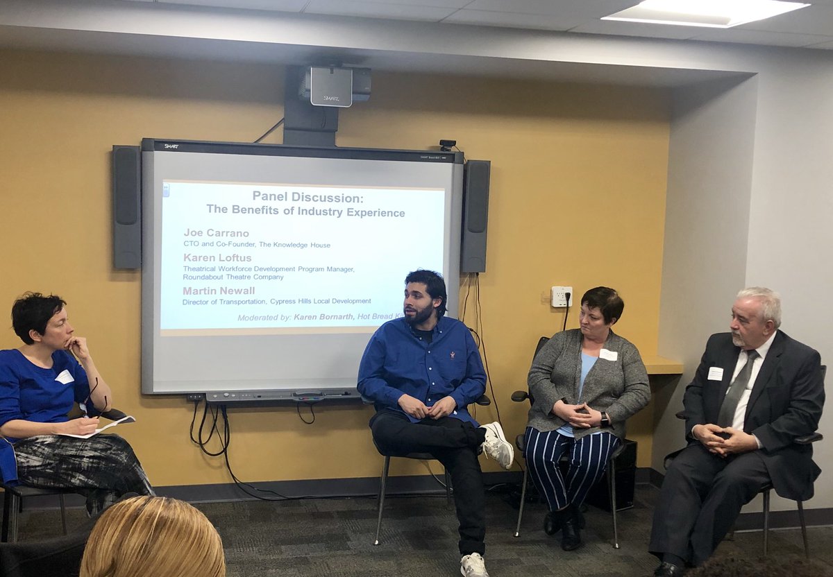 JobsFirstNYC's tweet photo. Thank you to #karenbornarth @HotBreadKitchen #joecarrano @TheKnowledgeHou #karenloftus @roundaboutnyc and #martinnewell @CHLDC for sharing how they leverage their industry expertise to create economic opportunity for people, businesses and communities. #YASEP @WPTIorg https://t.co/gn6Xrm6nvP
