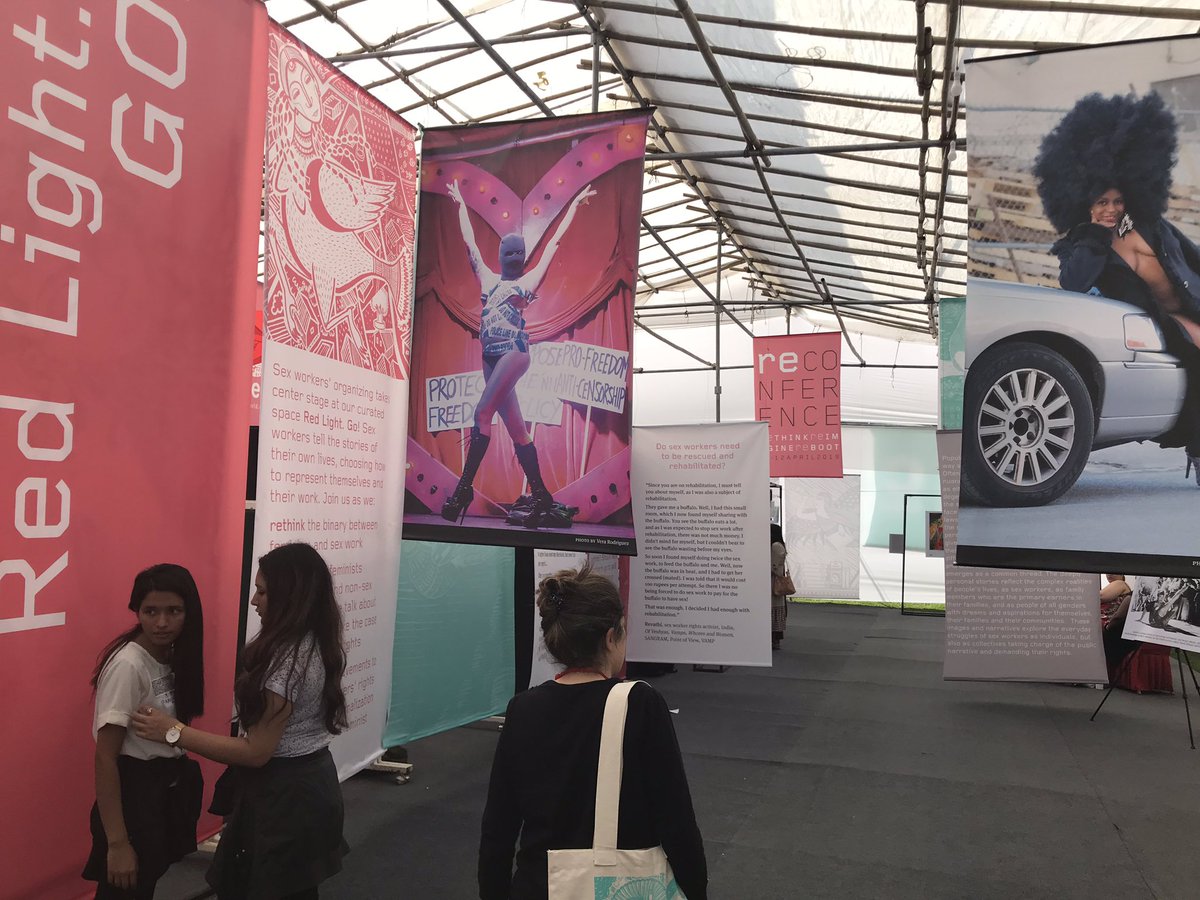 T_Dolker's tweet image. #RedLightGo exhibit at #Recon2019 where #sexworkers are demanding the #decriminalization of their work. Powerful visuals &amp;amp; stories. @ThinkCREA @AWID