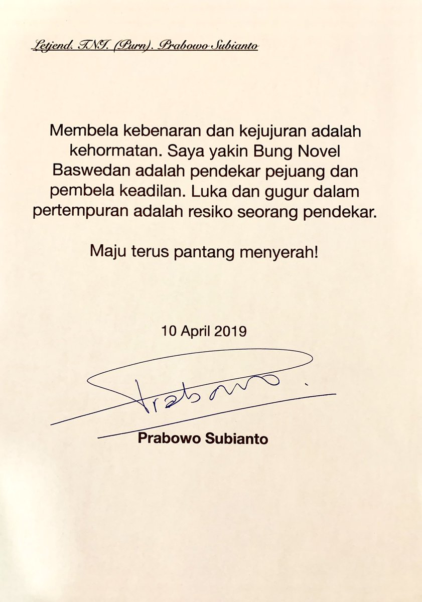 Doa dan semangat saya selalu untuk Bung Novel Baswedan. Maju terus pantang menyerah!