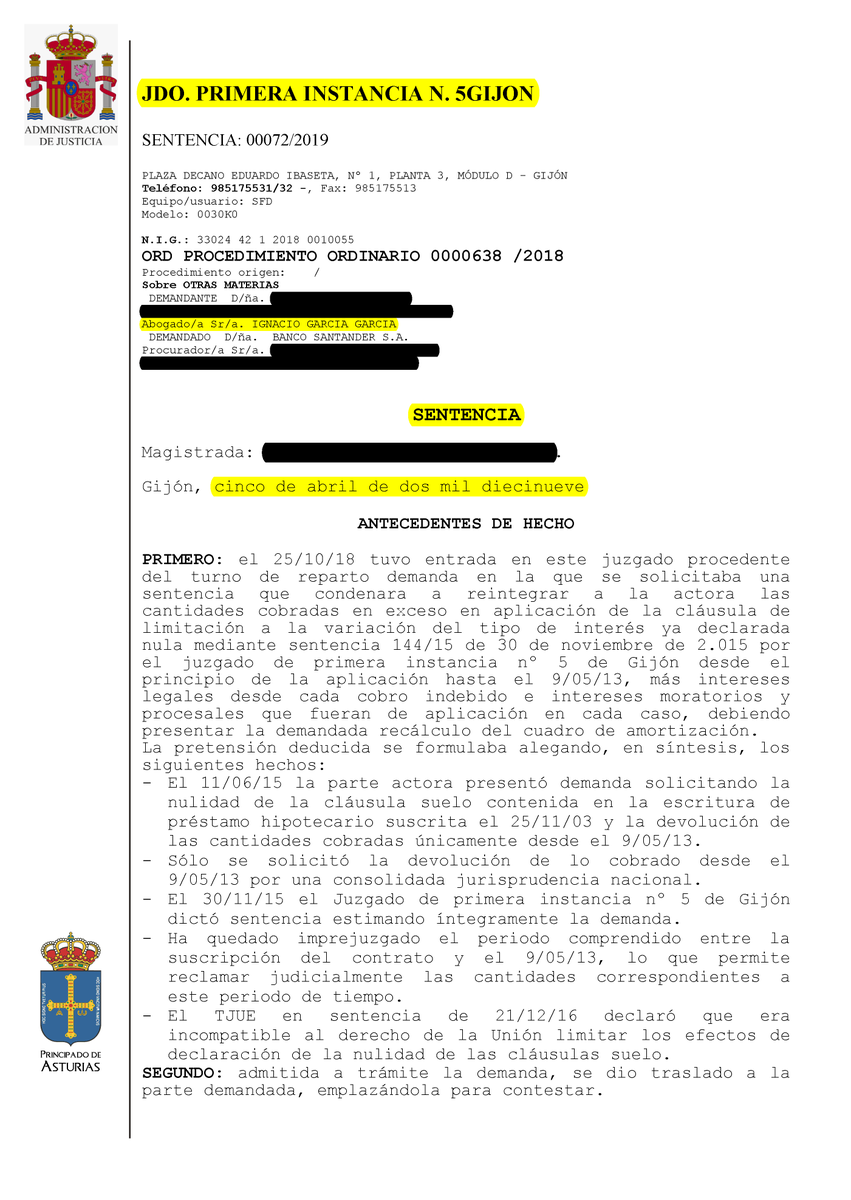 gersasj's tweet photo. Una alegría !! Esta persona, en el primer juicio de #CláusulaSuelo, solo le concedieron la devolución de dinero desde el #9Mayo2013. Ahora, con esta Sentencia, recupera TODO, con lo que consigue la #RetroactividadTotal que no consiguió incialmente. https://t.co/BHnQ8hRUtM